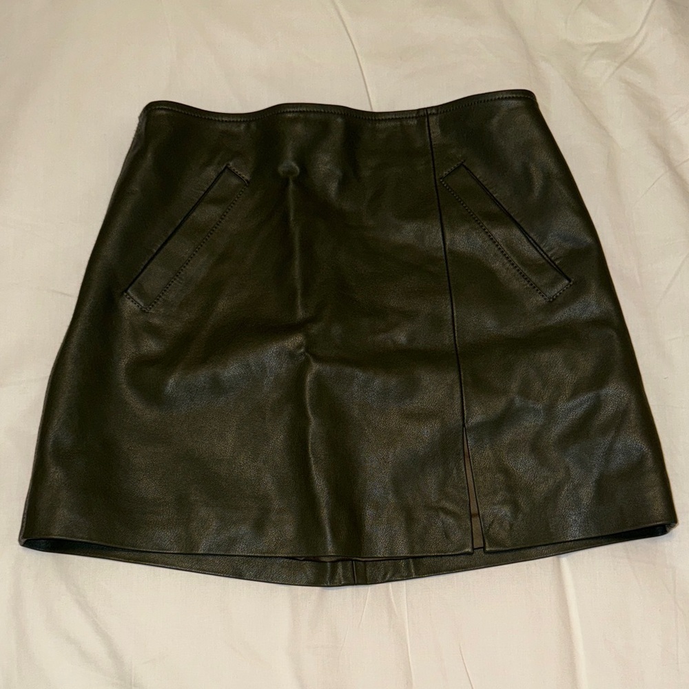 Blank NYC Dark Green Leather Mini Skirt